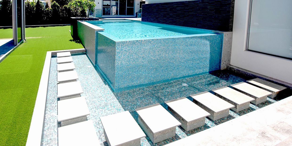 Premium glass-tiled elevated pool