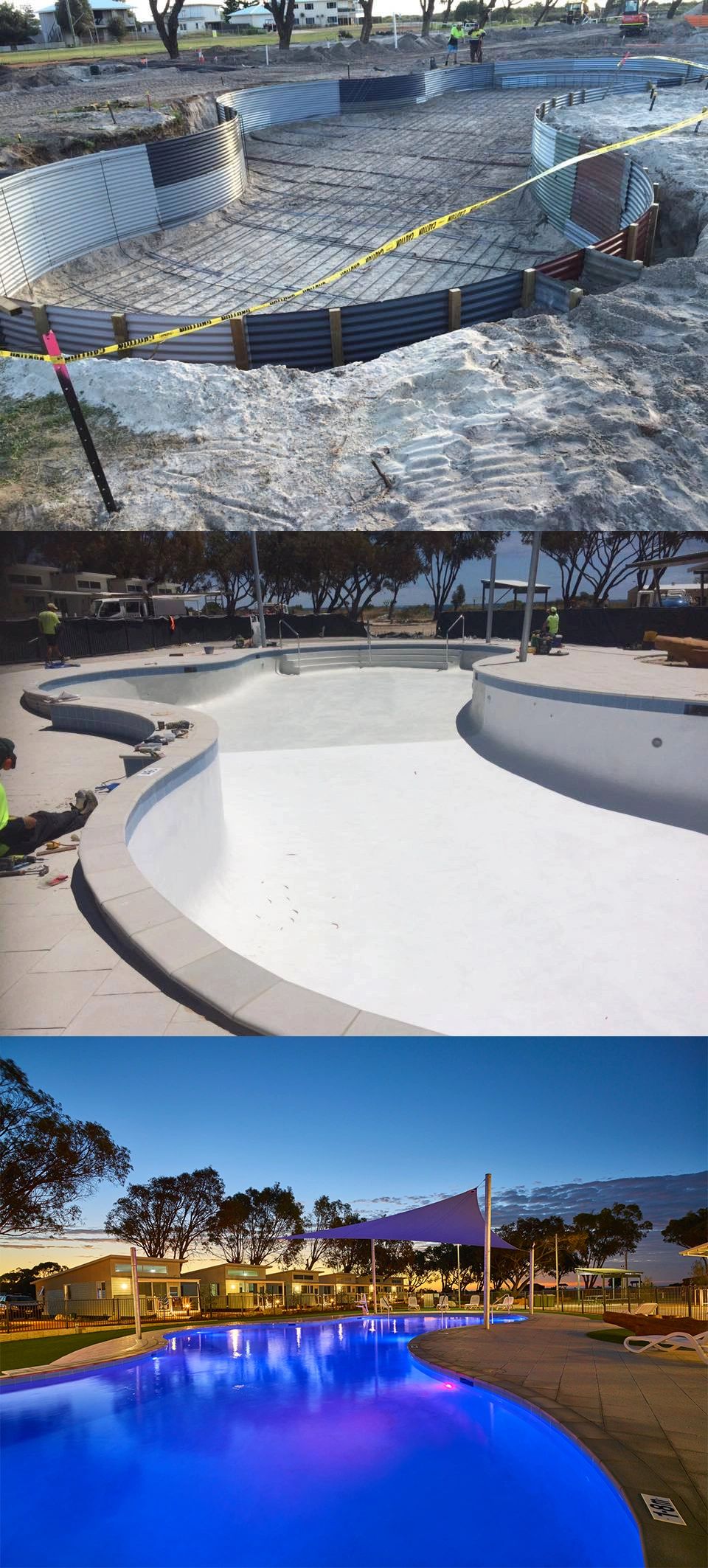 Pool construction stages - excavation to completion